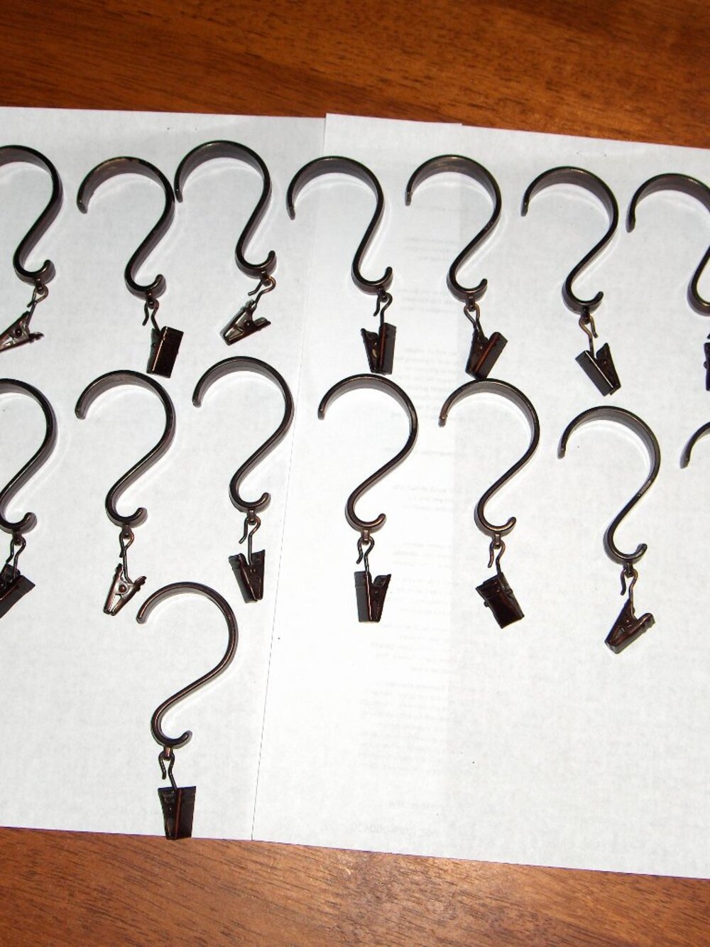 Brass shower curtain clips, lot of 15